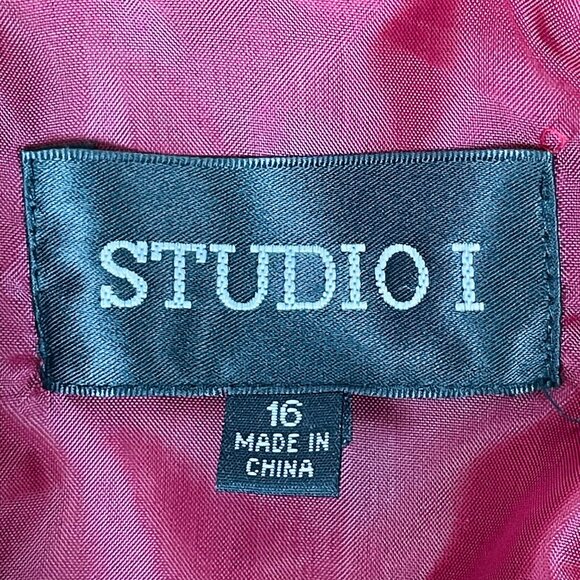 Vtg 80s 90s Studio I Faux Suede Blazer Sz 16 Red Career Office Professional - Picture 6 of 7